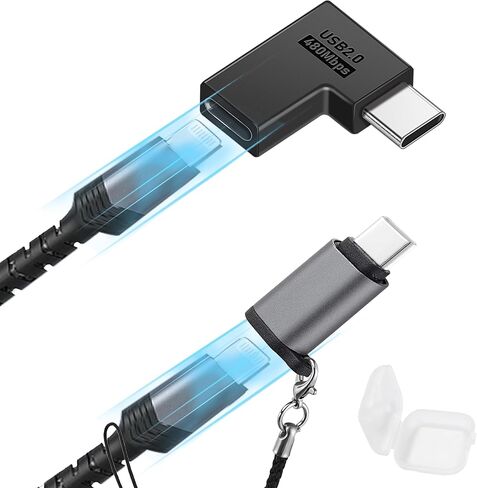 【90 Degree + Straight Lightning Female to USB C Male Adapter 2Pack】 Compatible with iPhone15 Pro Max for Ipad Air iOS Compatible for Samsung Galaxy Charging Data sync Type C Charger Connector Cable in Kuwait
