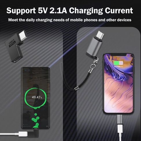 【90 Degree + Straight Lightning Female to USB C Male Adapter 2Pack】 Compatible with iPhone15 Pro Max for Ipad Air iOS Compatible for Samsung Galaxy Charging Data sync Type C Charger Connector Cable in Kuwait