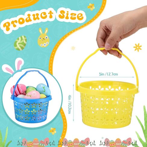 100 Pcs Plastic Easter Baskets Bulk Mini Colorful Easter Baskets with Handles Empty Kids Baskets Ideal for Easter Egg Hunts Party Favor for Kids Baby Toddler in Saudi Arabia