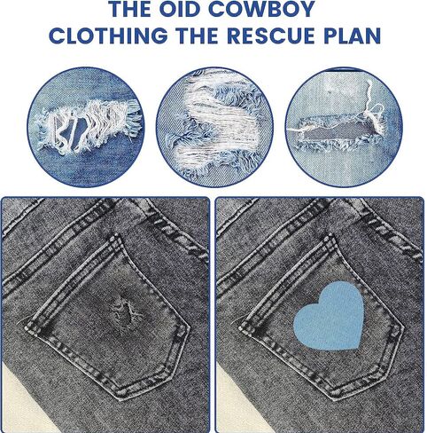 30-Piece Iron on Patches for Jeans, Denim Patches for Inside Jeans Pure Cotton, 6 Shades of Blue Iron On Jean Patches for Inside Jeans & Clothing Repair, Size 3"x4-1/4"(7.6cm x 10.8cm) in Saudi Arabia
