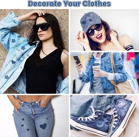 30-Piece Iron on Patches for Jeans, Denim Patches for Inside Jeans Pure Cotton, 6 Shades of Blue Iron On Jean Patches for Inside Jeans & Clothing Repair, Size 3"x4-1/4"(7.6cm x 10.8cm) in Saudi Arabia