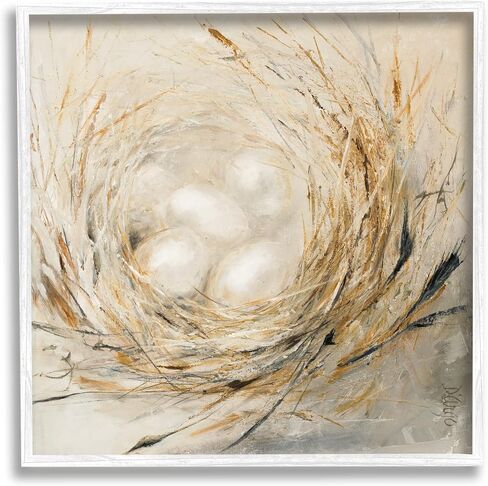 Stupell Industries Abstract Baby Bird Egg Nest Countryside Animals Black Framed Wall Art, 12x12, Beige in Saudi Arabia