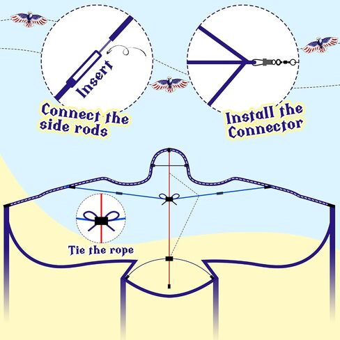 2 Pcs Independence Day Huge Patriotic Eagle Kites for Adults and Kids 72.8 x 33 Inch Easy to Fly Kite with 2 Pcs Storage Bags 2 Pcs Kite String with Reel for Beach Trip Outdoor Activities in Saudi Arabia