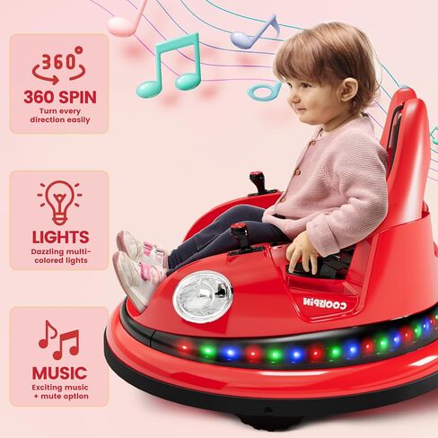 Ride On Electric Bumper Car for Kids & Toddlers, 12V Bumping Car W/Remote Control, LED Lights & 360 Degree Spin, ASTM Certified (Blue) in Saudi Arabia