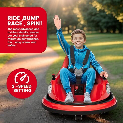 Ride On Electric Bumper Car for Kids & Toddlers, 12V Bumping Car W/Remote Control, LED Lights & 360 Degree Spin, ASTM Certified (Blue) in Saudi Arabia