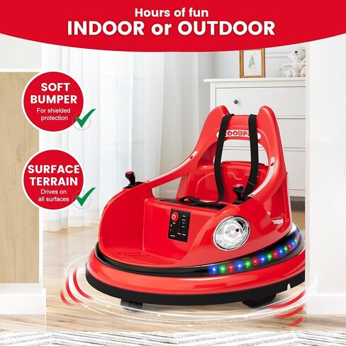Ride On Electric Bumper Car for Kids & Toddlers, 12V Bumping Car W/Remote Control, LED Lights & 360 Degree Spin, ASTM Certified (Blue) in Saudi Arabia