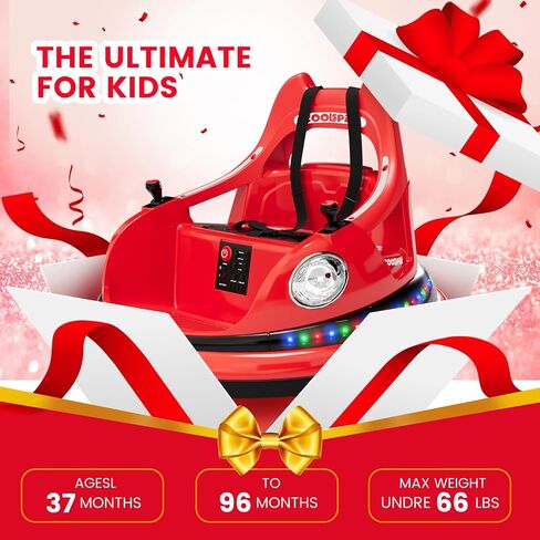 Ride On Electric Bumper Car for Kids & Toddlers, 12V Bumping Car W/Remote Control, LED Lights & 360 Degree Spin, ASTM Certified (Blue) in Saudi Arabia