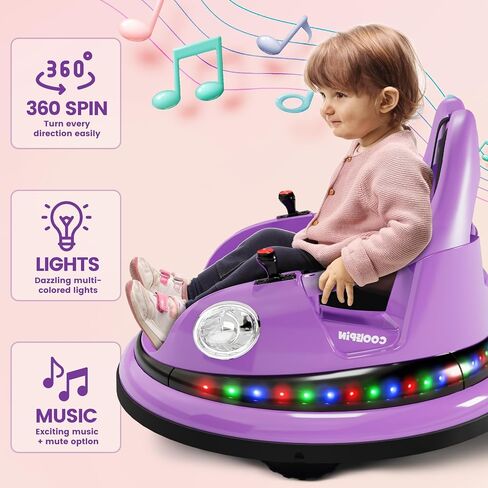 Ride On Electric Bumper Car for Kids & Toddlers, 12V Bumping Car W/Remote Control, LED Lights & 360 Degree Spin, ASTM Certified (Blue) in Saudi Arabia