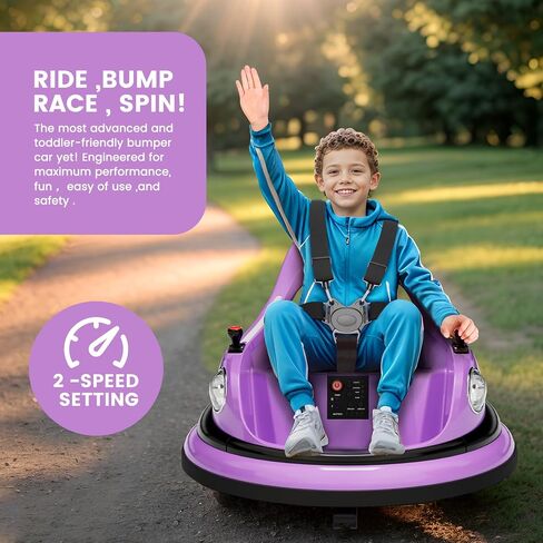 Ride On Electric Bumper Car for Kids & Toddlers, 12V Bumping Car W/Remote Control, LED Lights & 360 Degree Spin, ASTM Certified (Blue) in Saudi Arabia