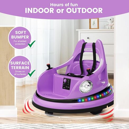 Ride On Electric Bumper Car for Kids & Toddlers, 12V Bumping Car W/Remote Control, LED Lights & 360 Degree Spin, ASTM Certified (Blue) in Saudi Arabia