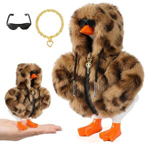 7inch Desk Goose Outfits, Desktop Goose Clothes with 2 Sunglasses & 2 Necklaces, Plush Hoodie Set for Magnetic Goose Statue in Saudi Arabia