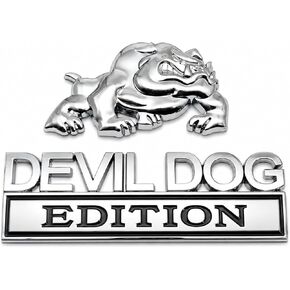 1Set Navy Devil Dog Bulldog 3D Metal Emblem Badge – Zinc Alloy Tailgate/Bumper/Fenders Decal for Car, Truck, SUV – Waterproof & Rustproof Nameplate Sticker Silver/Black in Saudi Arabia