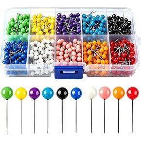 1000 Pcs Map Push Pins, 10 Assorted Colors Map Tacks with Stainless Steel Points, Small Round Head Marking Pins for Bulletin Board, Cork Board, Fabric, Craft, Office & Home in Saudi Arabia