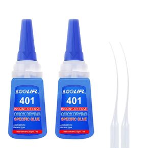 20ml Super Glue Dries Instantly, LOOLIFL High Viscosity 401 Strong Instant Adhesive Bond Transparent All-Purpose Universal for Plastic Wood Metal Rubber Leather Manicure DIY Crafts (401-2pcs) in Saudi Arabia