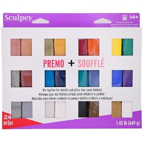 Polyform Sculpey Soufflé™ & Sculpey Premo™ Premium, Polymer Oven-Bake Clay, 24 unique colors set, Non Toxic, 11.43 lbs., Great for jewelry making, holiday, DIY, mixed media and more! in Kuwait
