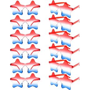 4th of July Star Glasses 12 Pairs Fourth of July Party Favors Red Blue White American Flag Sunglasses for Kids Women Independence Day Gifts Patriotic Sunglasses for Pool Party in USA Decorations in Saudi Arabia