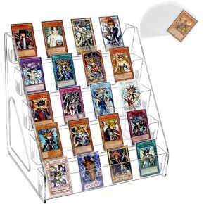 5 Tier Card Display Shelf, Acrylic Trading Card Display Stand Graded Card Display Stand with 40 Pcs Photocard Sleeves, Versatile Display Holders for PSA BGS SGC Slabs, Sports Cards, Greeting Card in Saudi Arabia