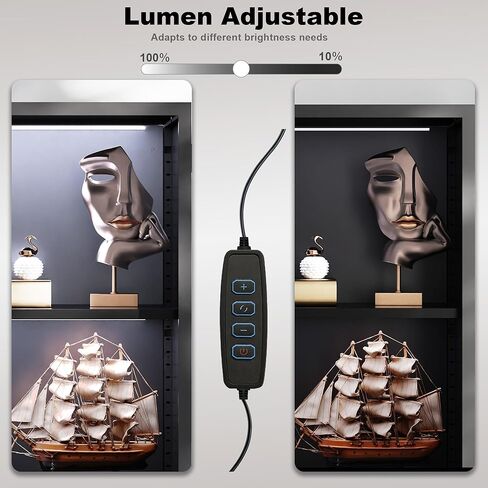 Kelueo 63" H Display Cabinet with Glass Doors,Tall Display Cabinet with LED Lights,Display Case for Collectibles,Glass Display Cabinets with 3 Adjustable Shelves for Living Room,Bedroom,Office in Kuwait