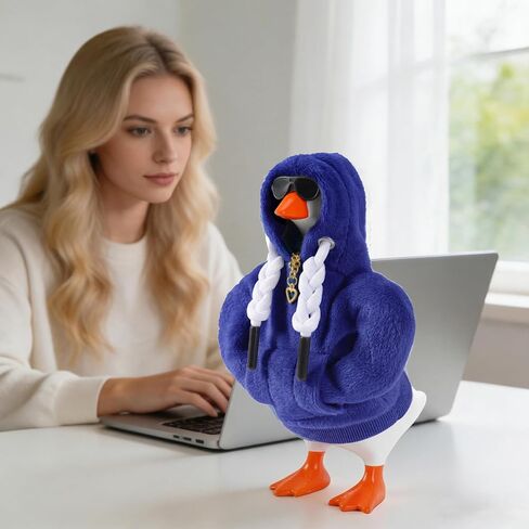 7inch Desk Goose Outfits, Desktop Goose Clothes with Sunglasses & Necklaces, Plush Hoodie Set for Magnetic Goose Statue in Kuwait