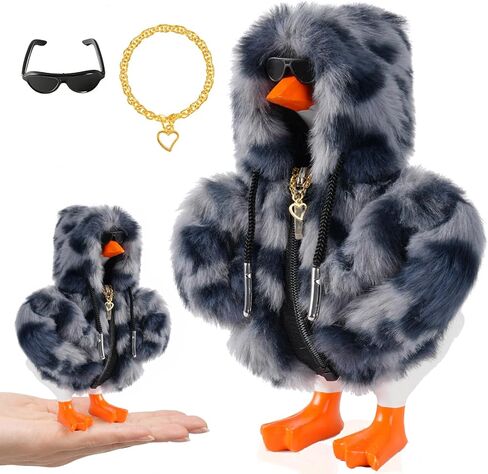 7inch Desk Goose Outfits, Desktop Goose Clothes with Sunglasses & Necklaces, Plush Hoodie Set for Magnetic Goose Statue in Kuwait