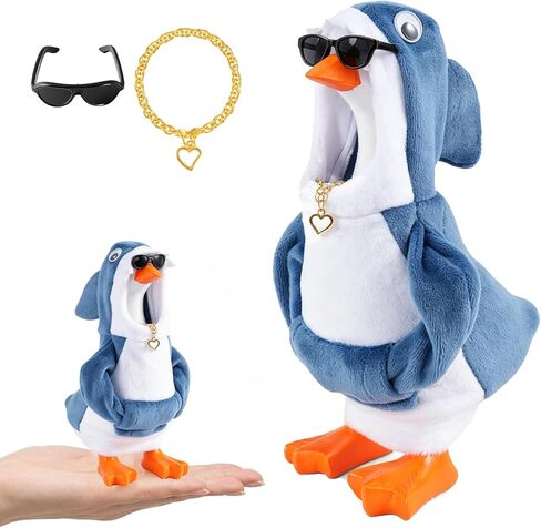 7inch Desk Goose Outfits, Desktop Goose Clothes with Sunglasses & Necklaces, Plush Hoodie Set for Magnetic Goose Statue in Kuwait
