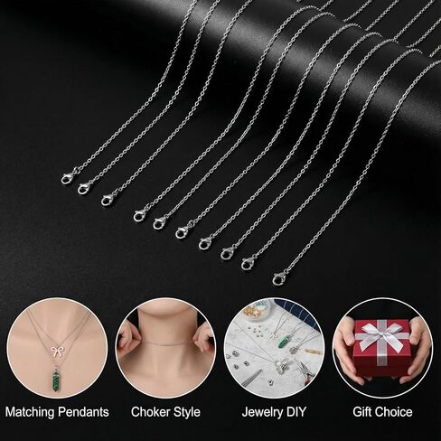 20 Pack Stainless Steel Necklace Chain for Jewelry Making, Silver Necklace Thin Chains Bulk with Lobster Clasps for Pendants Making Supplies DIY Craft (17+19 Inch) in Kuwait