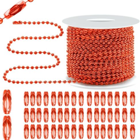 Bijou Joon 30 Ft Blue Bead Chain 2 MM Small Ball Chain Roll Bead Ball Chains Necklace Beaded Pull Chains Dog Tag Link Metal for Jewelry Making Craft Bracelet Charm 50 Connectors Clasp in Kuwait