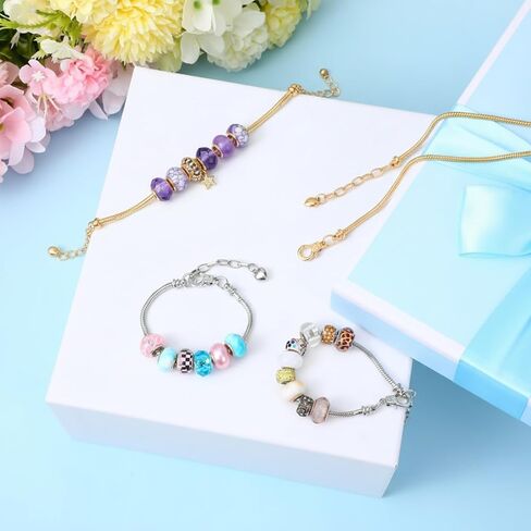 Ptwola 40 Pcs Snake Chain Charm Bracelet Adjustable Snake Charm Bracelet with Heart Lobster Clasp Extender Chain for Women Jewelry Making DIY Gifts Supplies in Kuwait