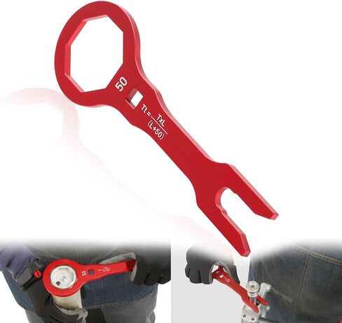 أداة مفتاح ربط غطاء الشوكة 50 مم متوافقة مع RM125 RM250 RMZ250/450 RMX450Z DRZ400SM CRF250R/250RX/450R، KX250/250F/450/450F، أداة تثبيت وإزالة مسامير غطاء أنبوب شوكة الدراجة الترابية (ذهبي) in Kuwait