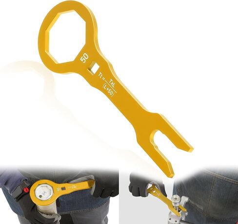 أداة مفتاح ربط غطاء الشوكة 50 مم متوافقة مع RM125 RM250 RMZ250/450 RMX450Z DRZ400SM CRF250R/250RX/450R، KX250/250F/450/450F، أداة تثبيت وإزالة مسامير غطاء أنبوب شوكة الدراجة الترابية (ذهبي) in Kuwait
