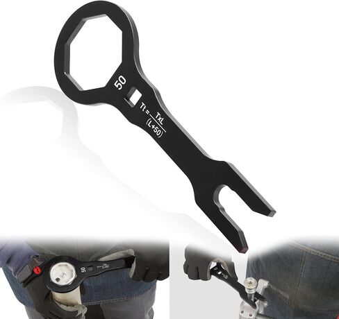 أداة مفتاح ربط غطاء الشوكة 50 مم متوافقة مع RM125 RM250 RMZ250/450 RMX450Z DRZ400SM CRF250R/250RX/450R، KX250/250F/450/450F، أداة تثبيت وإزالة مسامير غطاء أنبوب شوكة الدراجة الترابية (ذهبي) in Kuwait