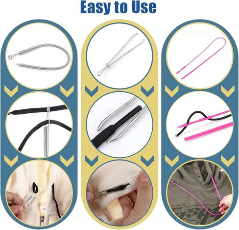 8 Pack Drawstring Threader Tool, Rope Puller Tool Set, Flexible Drawstring Threader for Easy Rope Clips for Jackets Coats Pants Hoodies Sweaters in Kuwait