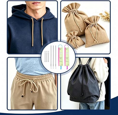 8 Pack Drawstring Threader Tool, Rope Puller Tool Set, Flexible Drawstring Threader for Easy Rope Clips for Jackets Coats Pants Hoodies Sweaters in Kuwait