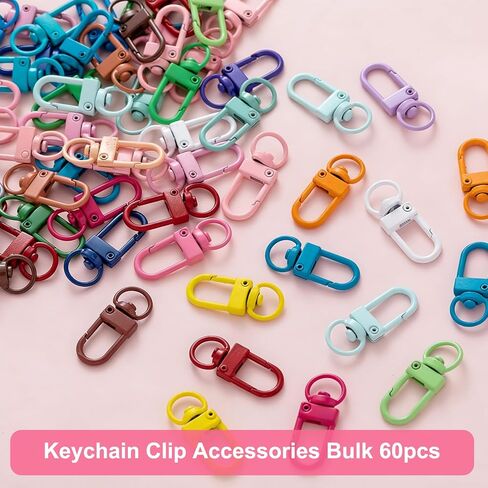 60PCS Multicolor Lobster Claw Clasps, Swivel Keychain Clip Accessories, Bulk Craft Supplies for DIY Keychains Bag Charms Lanyards in Saudi Arabia