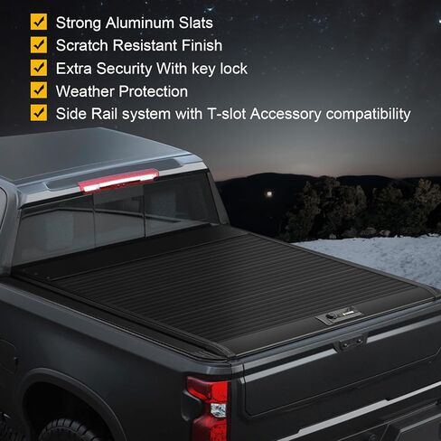 غطاء تونيو صلب قابل للسحب من ONINE مناسب حسب الطلب لسرير Toyota Tacoma 5ft 2016-2023 مع نظام السكك الحديدية المسار وسكة السرير وشرائح الألومنيوم، متوافق مع العارضة ورفوف البضائع. in Kuwait