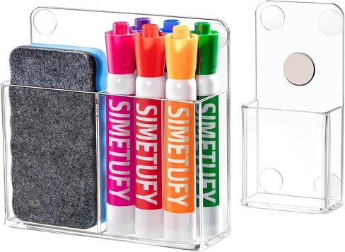 Simetufy Magnetic Pen Holder, 2 Pack Magnetic Dry Erase Marker Holder, Non-slip Acrylic Pen Holder for Fridge, Pencil Organizer for Refrigerator, Whiteboard, Locker Accessories in Saudi Arabia