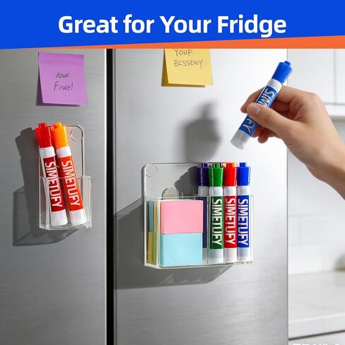 Simetufy Magnetic Pen Holder, 2 Pack Magnetic Dry Erase Marker Holder, Non-slip Acrylic Pen Holder for Fridge, Pencil Organizer for Refrigerator, Whiteboard, Locker Accessories in Saudi Arabia