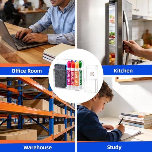 Simetufy Magnetic Pen Holder, 2 Pack Magnetic Dry Erase Marker Holder, Non-slip Acrylic Pen Holder for Fridge, Pencil Organizer for Refrigerator, Whiteboard, Locker Accessories in Saudi Arabia
