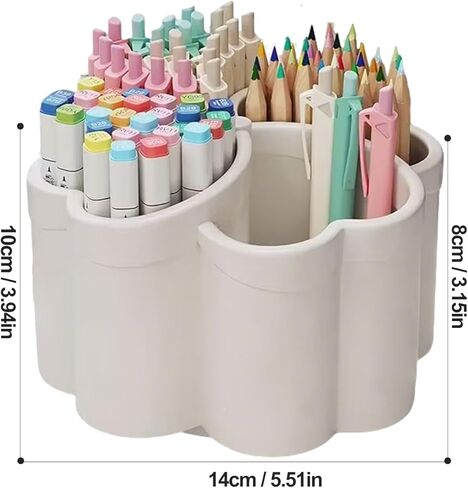 360°Rotating Pencil Pen Holder for Desk,Pen Organizer with 4 Slots, Large-capacity Desk Organizer for Office Home Use,White in Kuwait