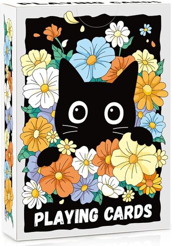 Playing Cards, Cute Black Cat Playing Cards, Floral Cats Themed Deck of Cards for Game Nights, Premium Standard Size Poker Cards for Card Games, Parties, Travel, Casino Games & Cat Lover Gifts in Kuwait
