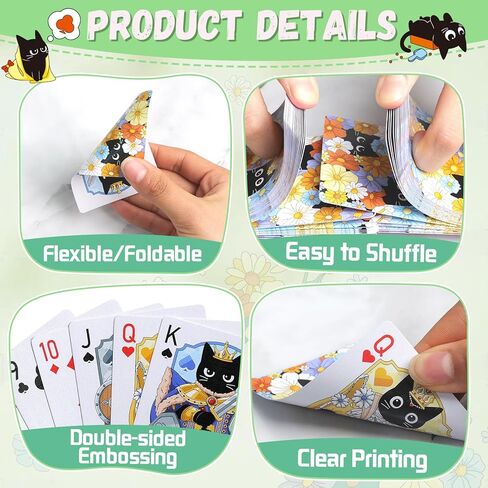 Playing Cards, Cute Black Cat Playing Cards, Floral Cats Themed Deck of Cards for Game Nights, Premium Standard Size Poker Cards for Card Games, Parties, Travel, Casino Games & Cat Lover Gifts in Kuwait