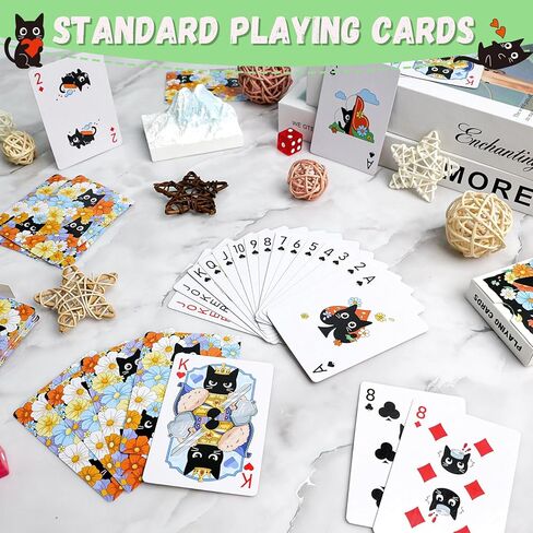 Playing Cards, Cute Black Cat Playing Cards, Floral Cats Themed Deck of Cards for Game Nights, Premium Standard Size Poker Cards for Card Games, Parties, Travel, Casino Games & Cat Lover Gifts in Kuwait