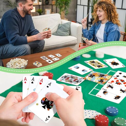Playing Cards, Cute Black Cat Playing Cards, Floral Cats Themed Deck of Cards for Game Nights, Premium Standard Size Poker Cards for Card Games, Parties, Travel, Casino Games & Cat Lover Gifts in Kuwait