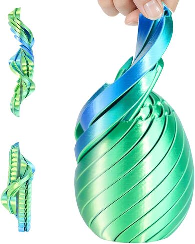 Twisty Fidget Egg 3D Printed Fidget Toys Sensory Desk Toy Stress Relief for Kids Adults Easter Gifts Christmas Stocking Stuffer White Elephant Gifts(Ombre Green) in Saudi Arabia