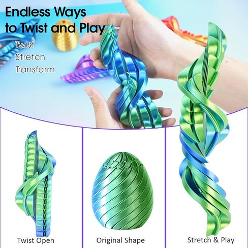 Twisty Fidget Egg 3D Printed Fidget Toys Sensory Desk Toy Stress Relief for Kids Adults Easter Gifts Christmas Stocking Stuffer White Elephant Gifts(Ombre Green) in Saudi Arabia