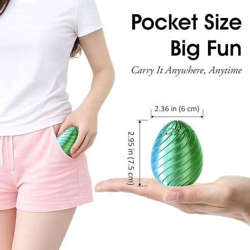 Twisty Fidget Egg 3D Printed Fidget Toys Sensory Desk Toy Stress Relief for Kids Adults Easter Gifts Christmas Stocking Stuffer White Elephant Gifts(Ombre Green) in Saudi Arabia