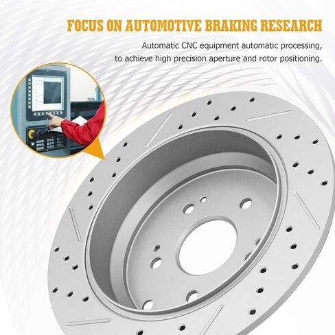 Disc Brake Rotor Rear Drilled and Slotted Solid Rotors for Honda CR-V 2005-2016, for Acura RDX 2007 2008 2009 2010 2011 2012 2013 2014 2015 2016 2017 2018 in Saudi Arabia