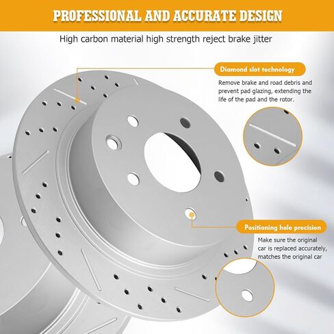 Disc Brake Rotor Rear Drilled and Slotted Solid Rotors for Honda CR-V 2005-2016, for Acura RDX 2007 2008 2009 2010 2011 2012 2013 2014 2015 2016 2017 2018 in Saudi Arabia