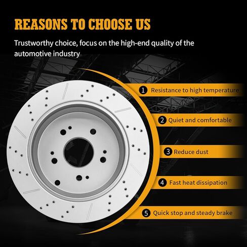Disc Brake Rotor Rear Drilled and Slotted Solid Rotors for Honda CR-V 2005-2016, for Acura RDX 2007 2008 2009 2010 2011 2012 2013 2014 2015 2016 2017 2018 in Saudi Arabia