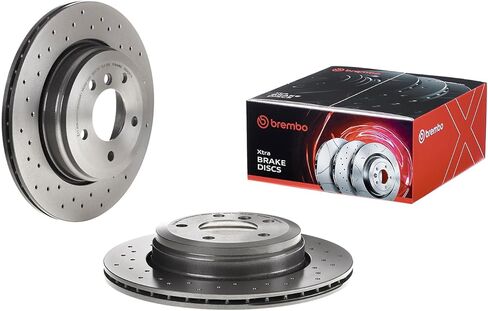 بريمبو 09.9425.1X Xtra دوار فرامل خلفي مطلي بالأشعة فوق البنفسجية ومثقوب بفتحات تهوية BMW/BMW (BRILLIANCE) OE # 34216772085 in Kuwait